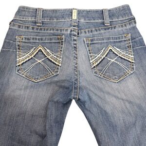 Ariat REAL Denim Men's 30x31 Medium Wash Bootcut Jeans Blue Stitch Western Jeans